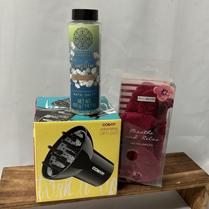 Con air diffuser, Spa headband & Crystal Waters bath Salts Clean Cotton NWT 958)